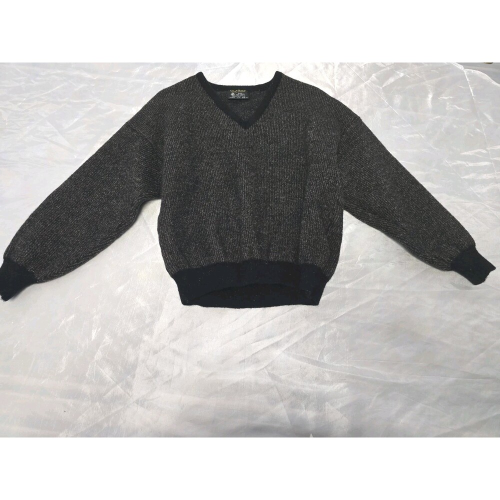 Thick Knit Pure New Wool Mens V-Neck Sweater Large Fine Knit Made In Australia